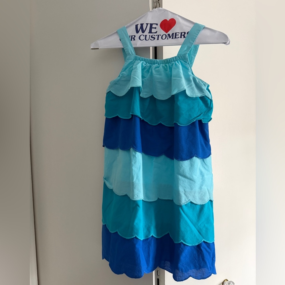 Gymboree Girls Scalloped Tiered Dress - Under The Sea - Blue Sz 7